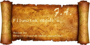 Filusztek Abbás névjegykártya